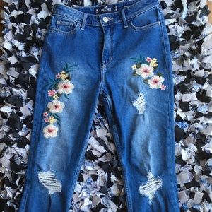 High rise super skinny ripped jeans